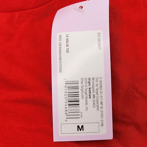 3/$20 Wild Fable T-Shirt Womens M Red Long-Sleeve Cropped Solid Crop Top Cotton - Picture 5 of 9